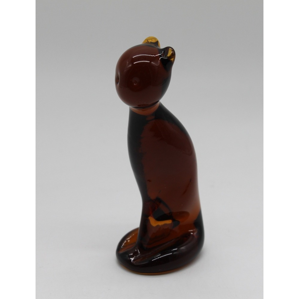 Vtg Collectible Minimalist MCM Amber Pilgrim Art Glass Figurine Decor